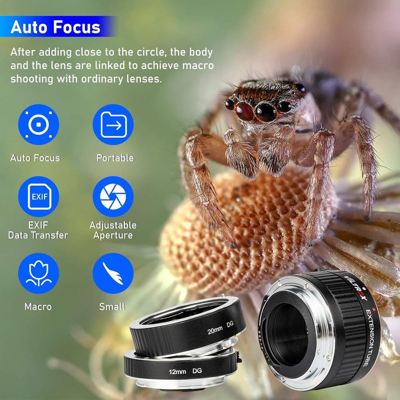 VILTROX Metal Mount Auto Focus AF Macro Extension Tube Ring Set 12mm,20mm,36mm for Canon EF EF-S Lens DSLR Camera 760D 700D 80D 70D 5DII 5DIII 1300D - Image 4